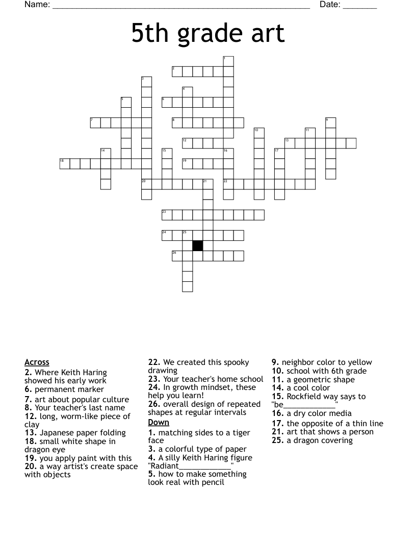 5th grade art Crossword
