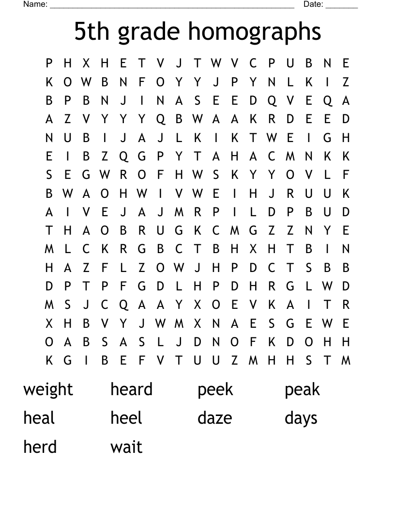 5th grade homographs Word Search