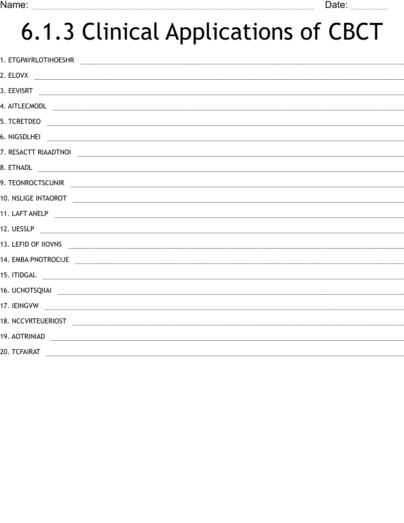 6.1.3 Clinical Applications of CBCT Word Scramble