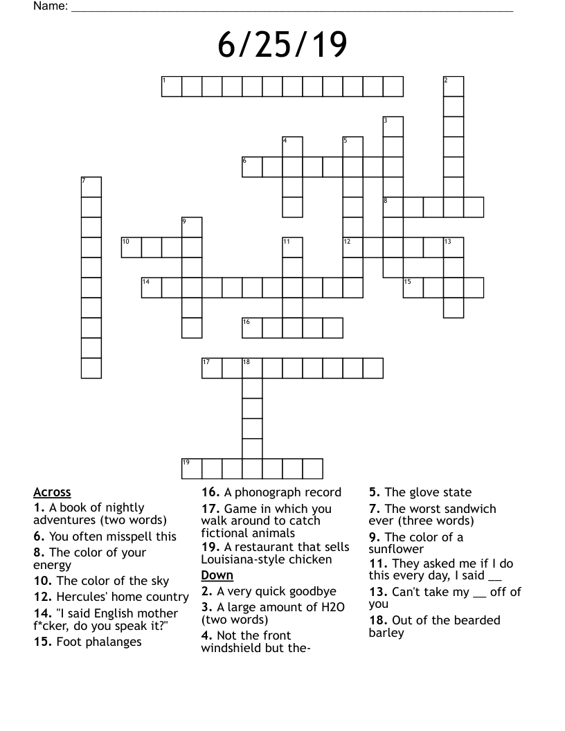 6/25/19 Crossword