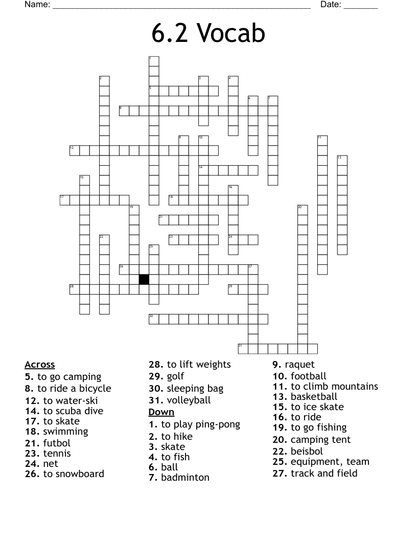6.2 Vocab Crossword