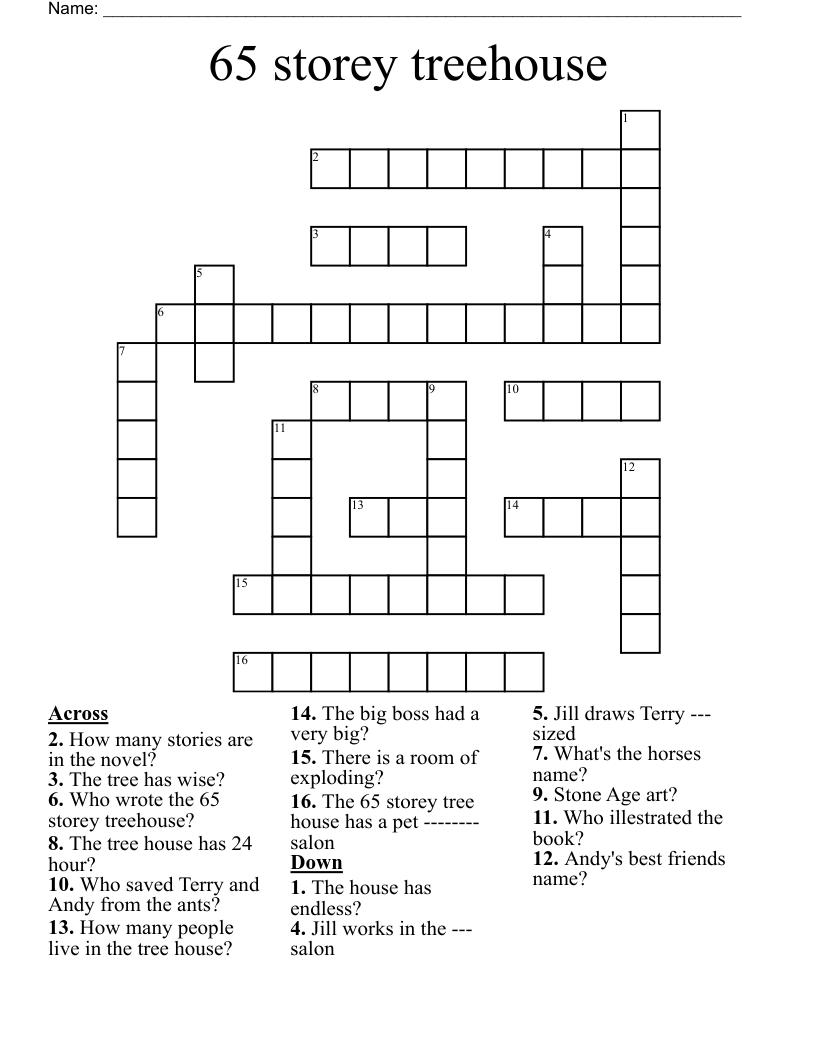 65 storey treehouse Crossword