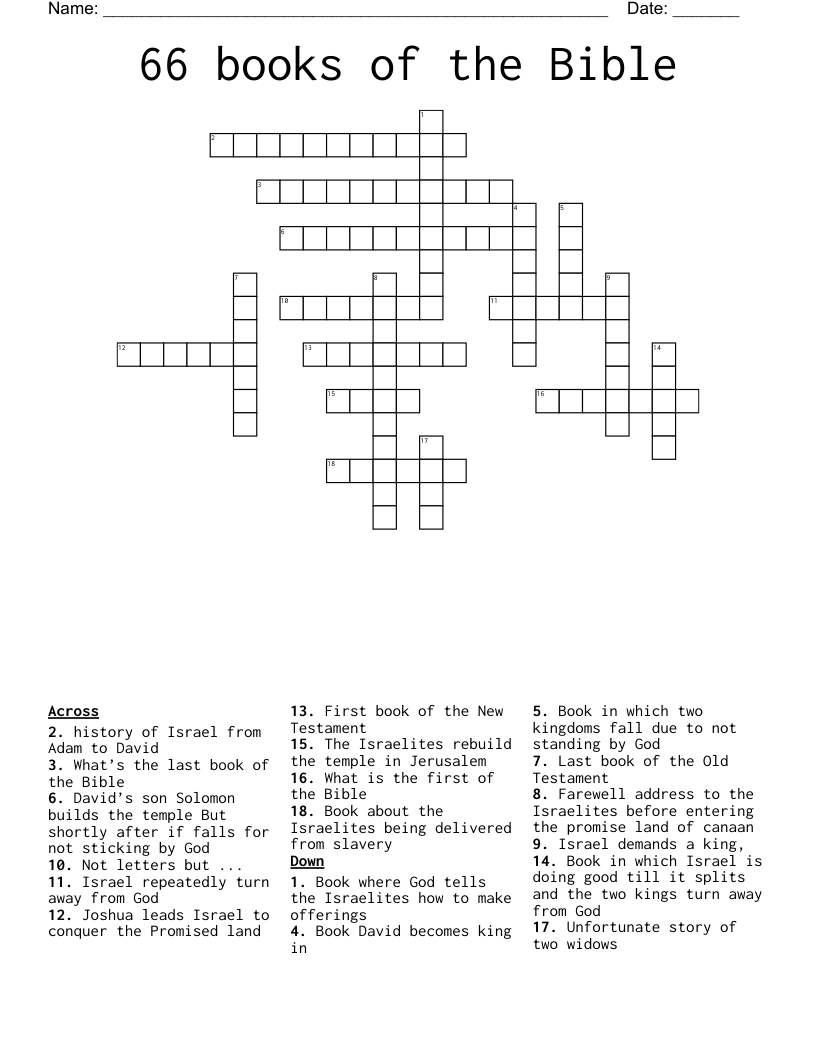 66 books of the Bible Crossword