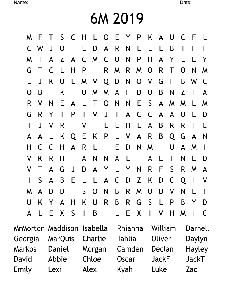 6M 2019 Word Search