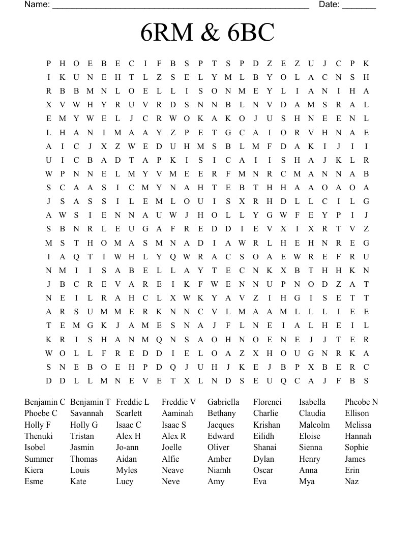 6RM & 6BC Word Search