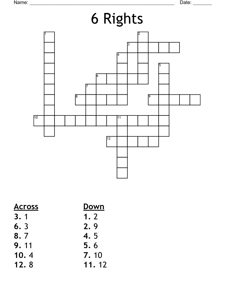 6 Rights Crossword