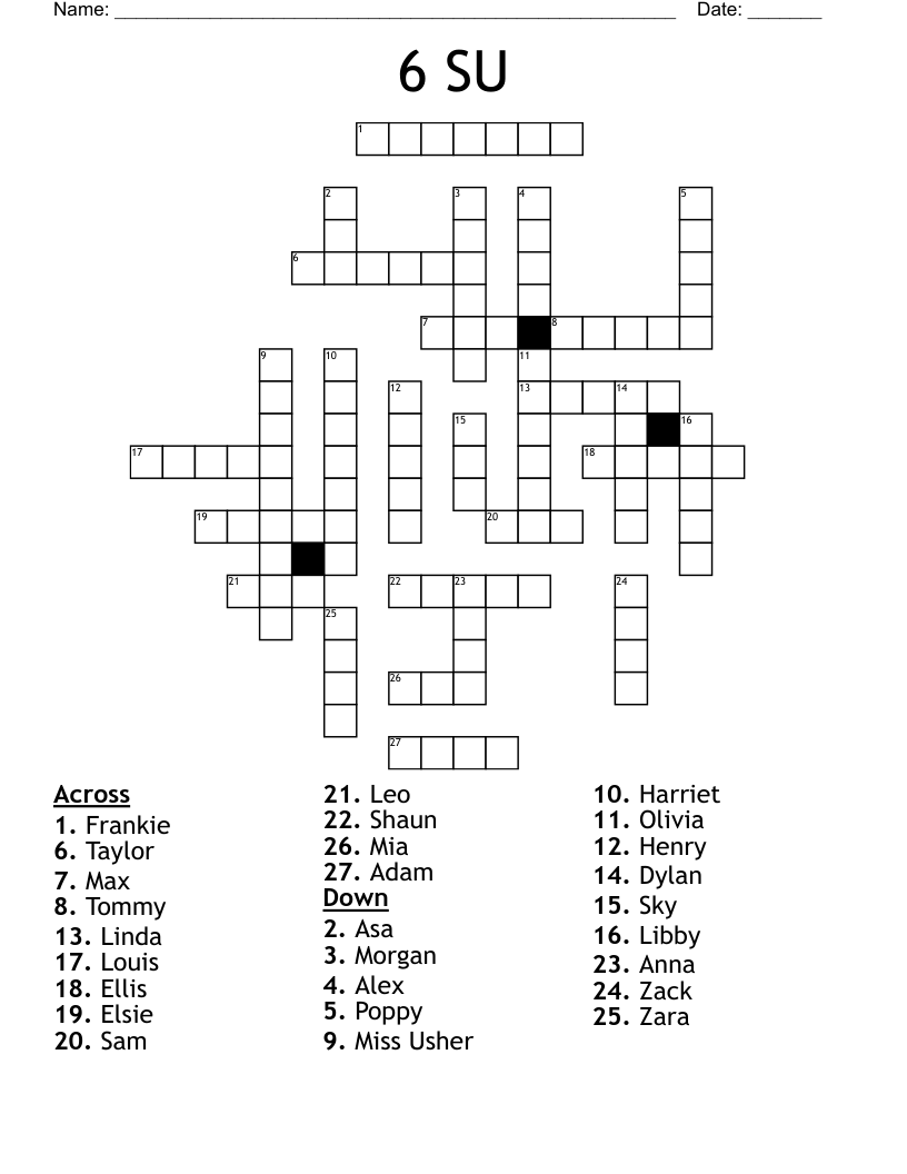 6 SU Crossword