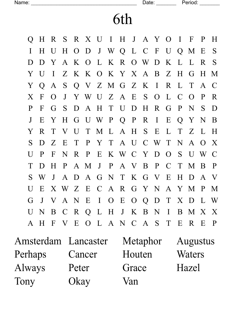 6th Word Search
