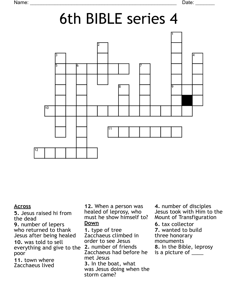 6th BIBLE series 4 Crossword