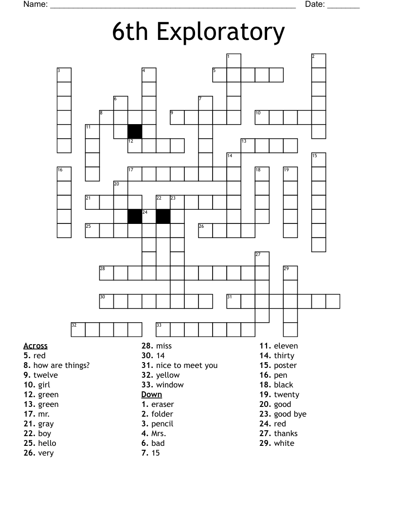 6th Exploratory Crossword