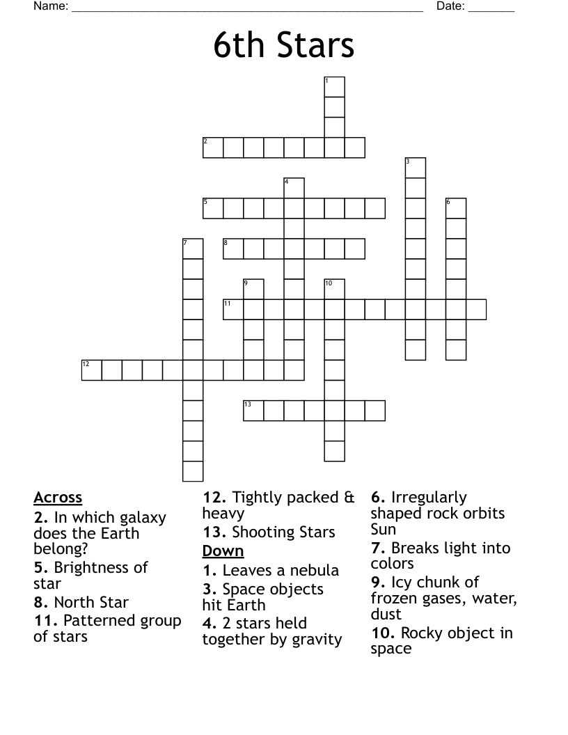 6th Stars Crossword
