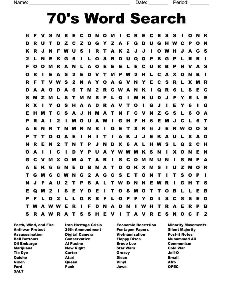 70's Word Search