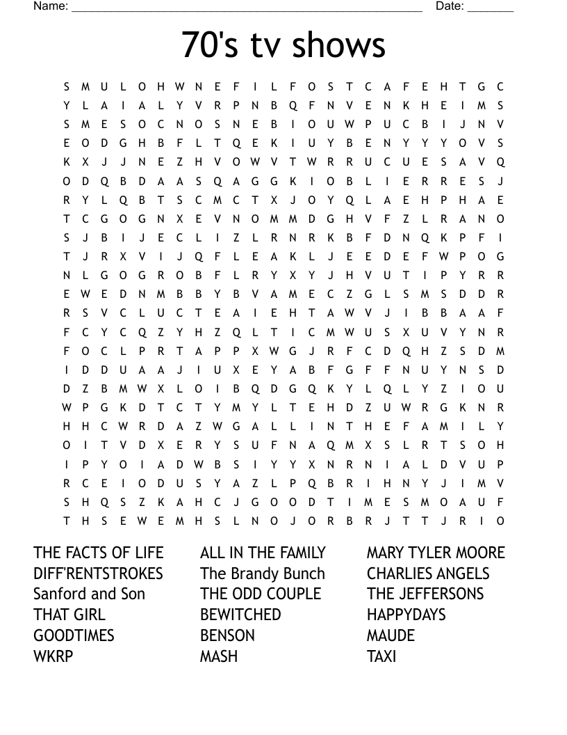 70's tv shows Word Search