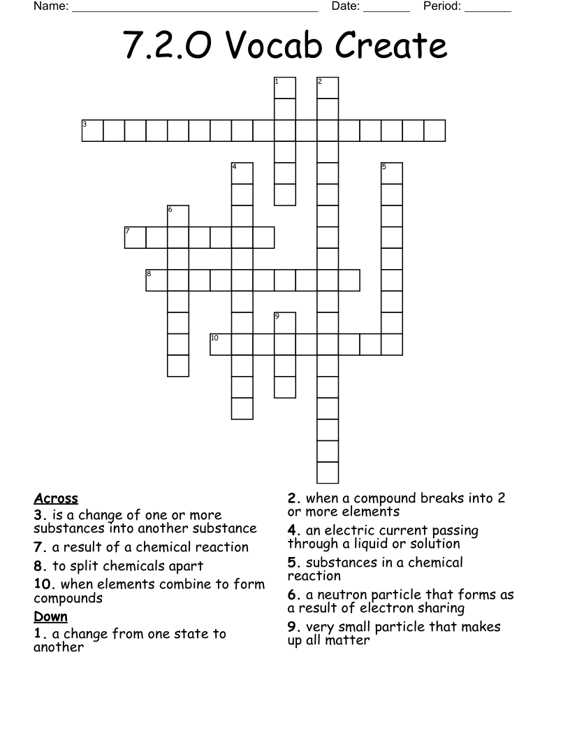 7.2.O Vocab Create Crossword