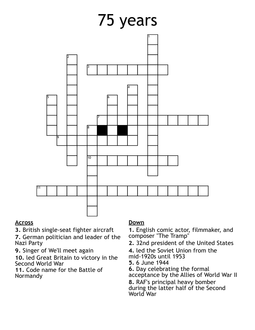 75 years Crossword
