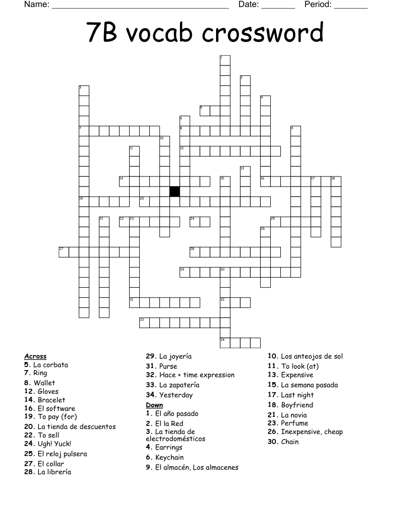 7B vocab crossword