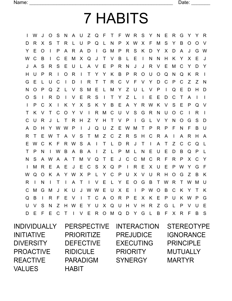 7 HABITS Word Search