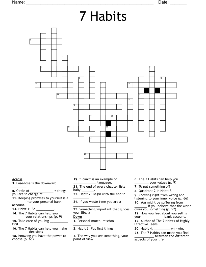 7 Habits Crossword