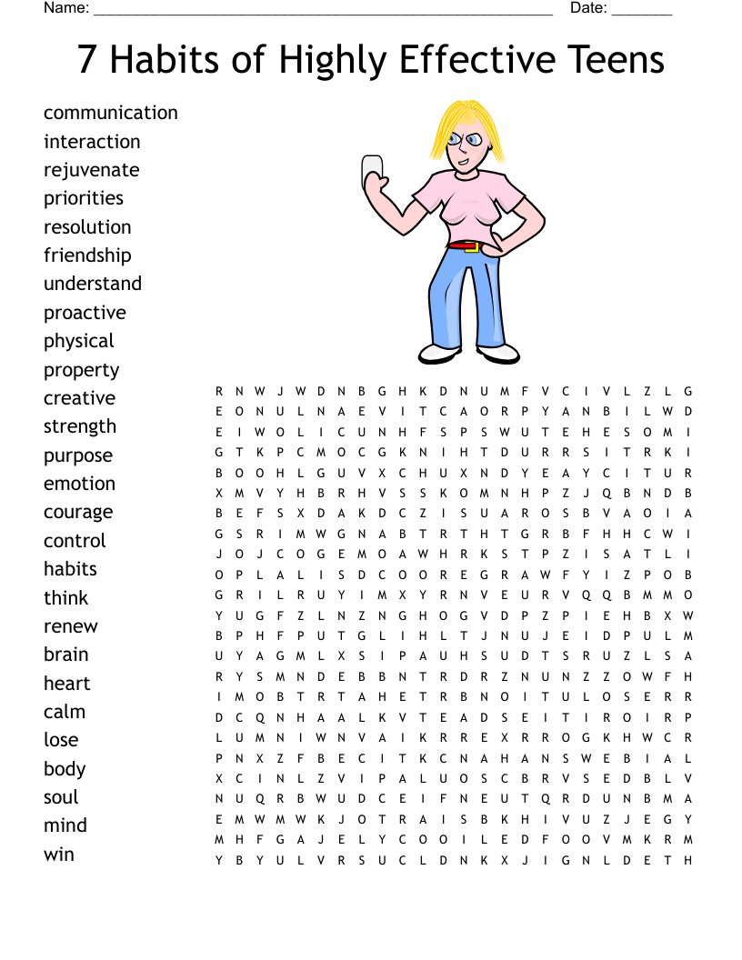 7 Habits of Highly Effective Teens Word Search