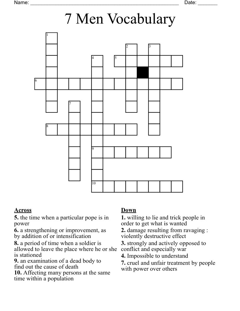 7 Men Vocabulary Crossword