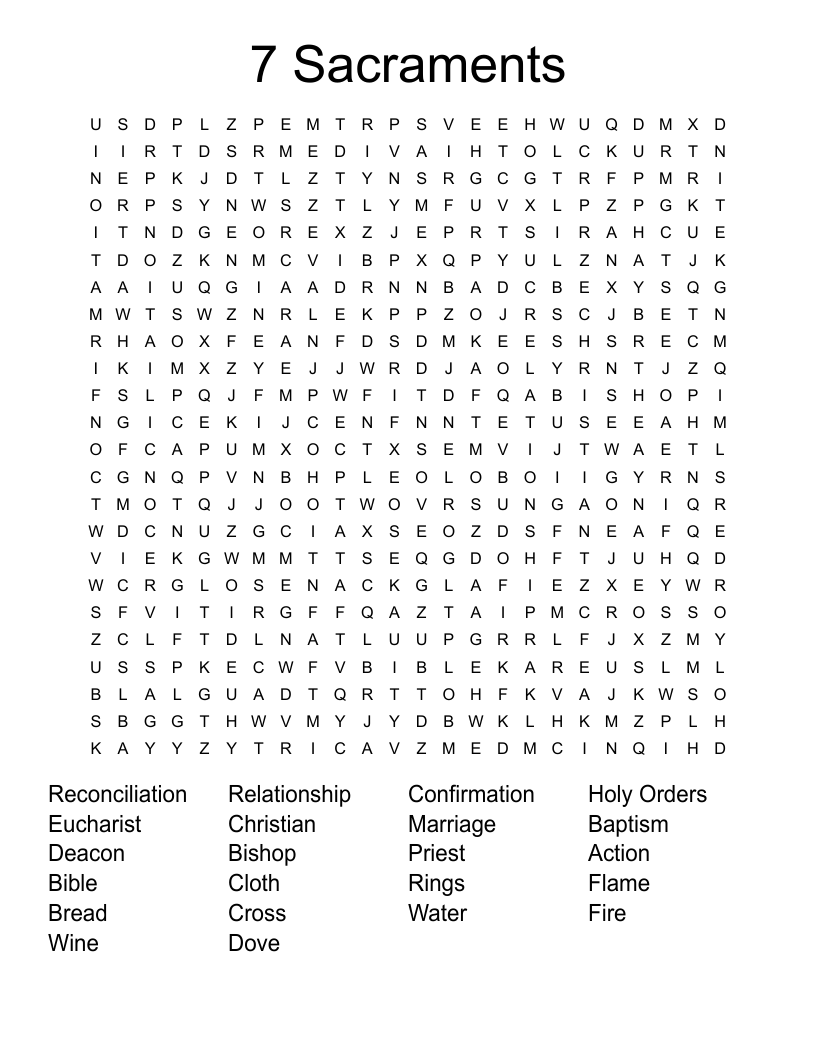 7 Sacraments  Word Search