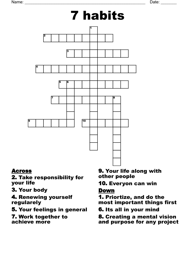 7 habits Crossword