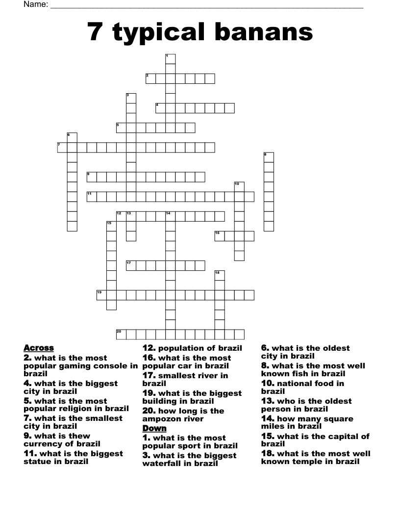 7 typical banans Crossword