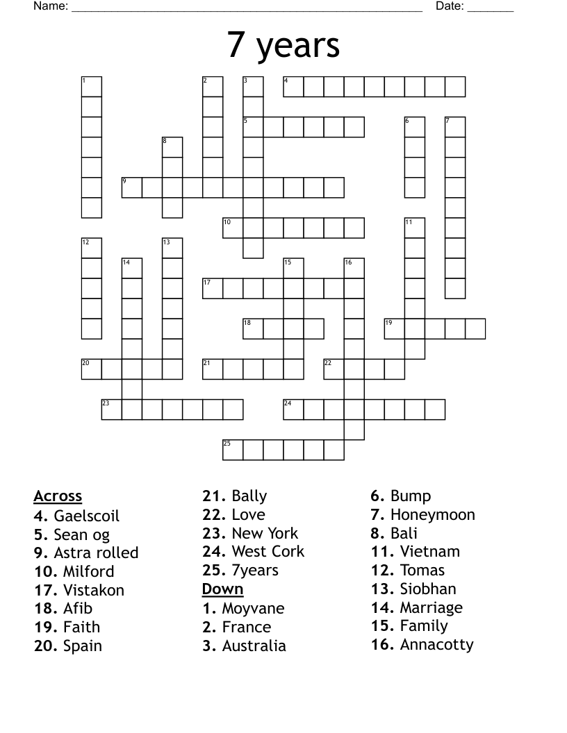 7 years Crossword