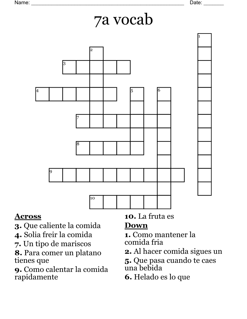 7a vocab Crossword