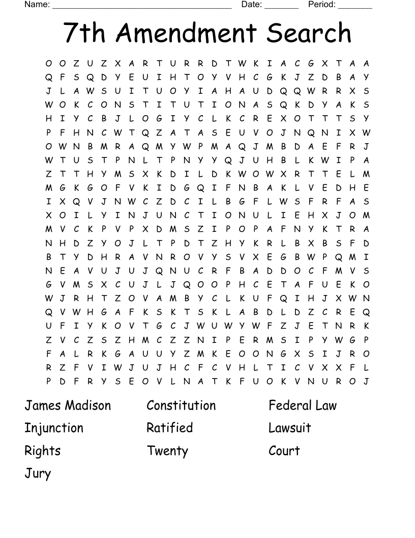 7th Amendment Search Word Search