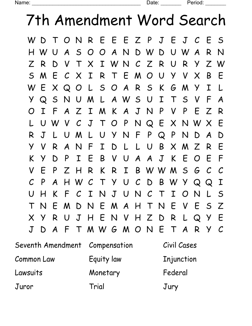 7th Amendment Word Search