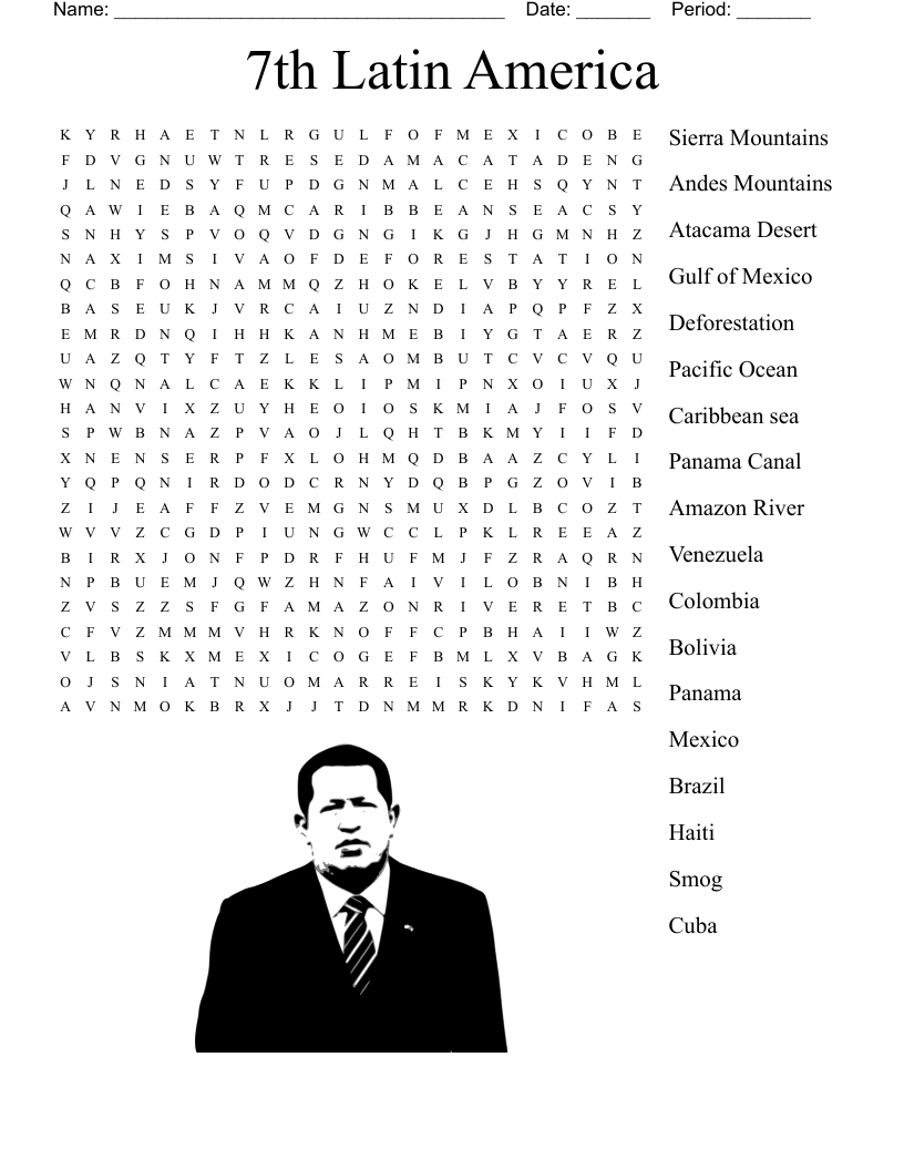 7th Latin America Word Search