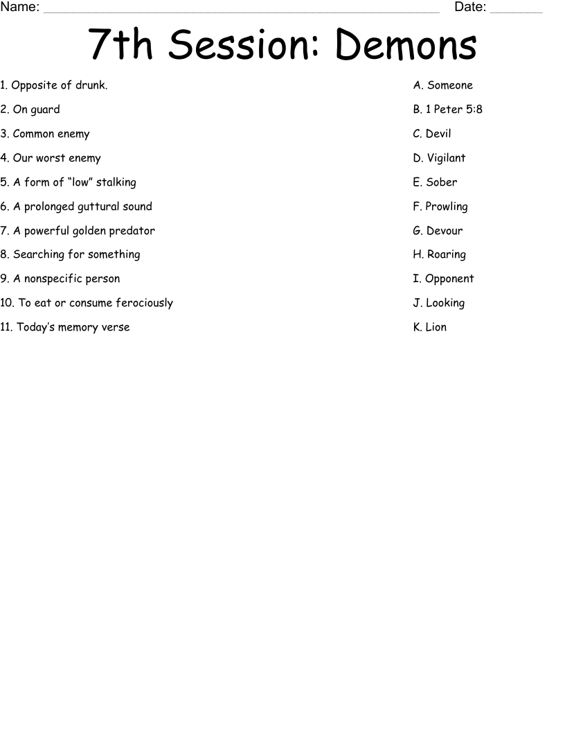 7th Session: Demons Worksheet