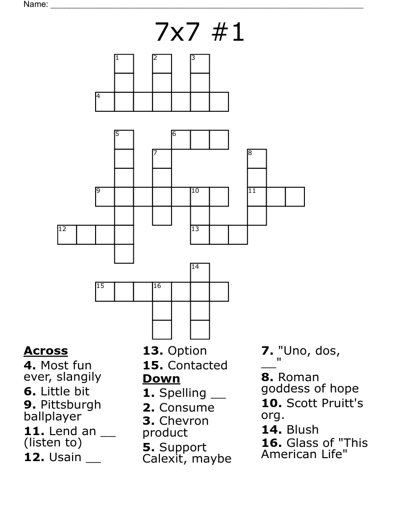 7x7 #1 Crossword
