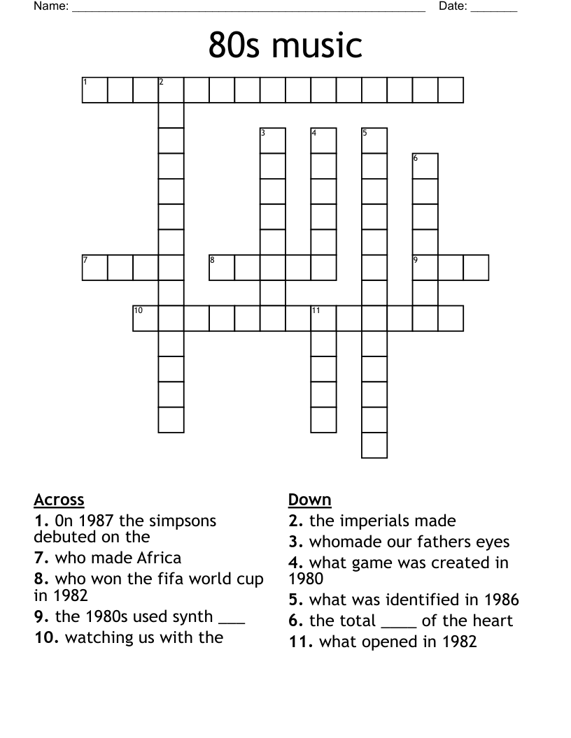80s music Crossword