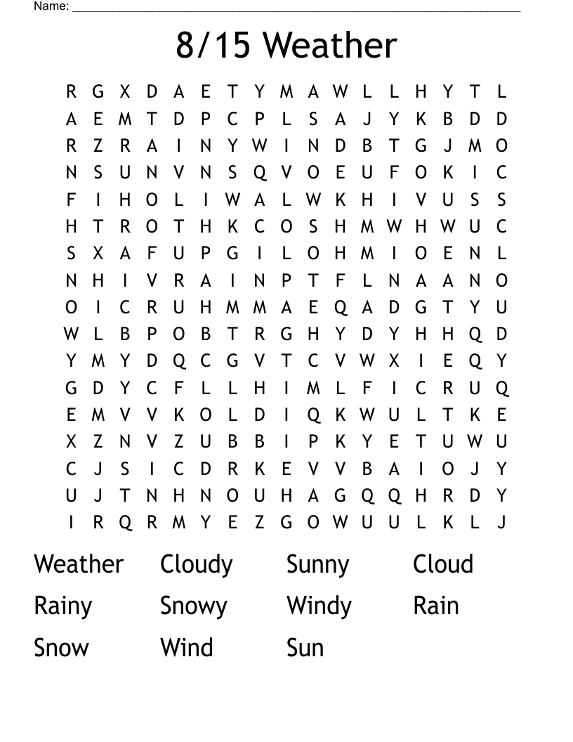 8/15 Weather  Word Search
