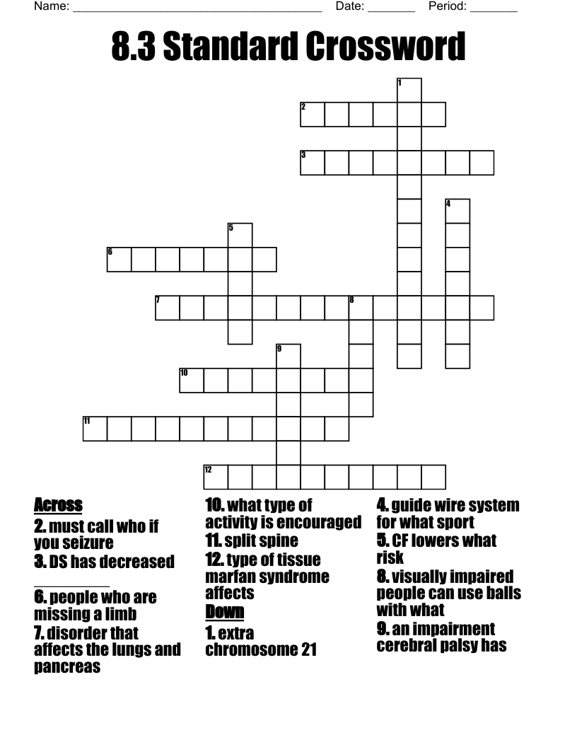 8.3 Standard Crossword 