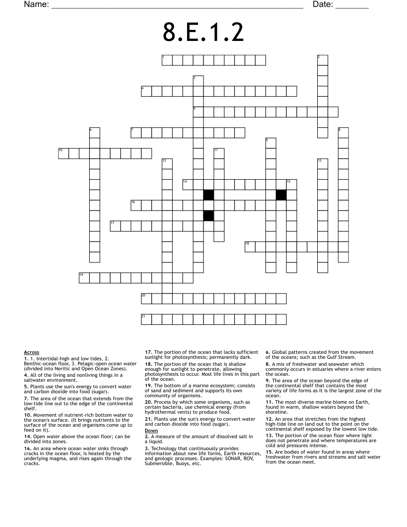 8.E.1.2 Crossword