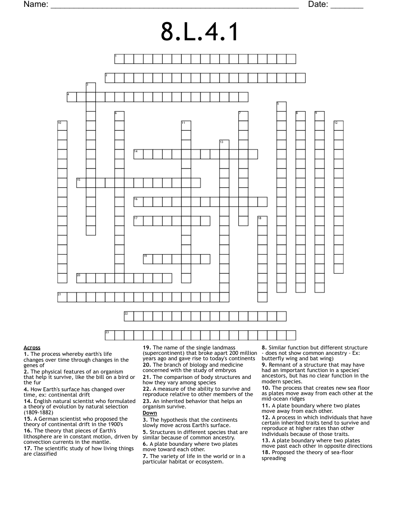 8.L.4.1 Crossword