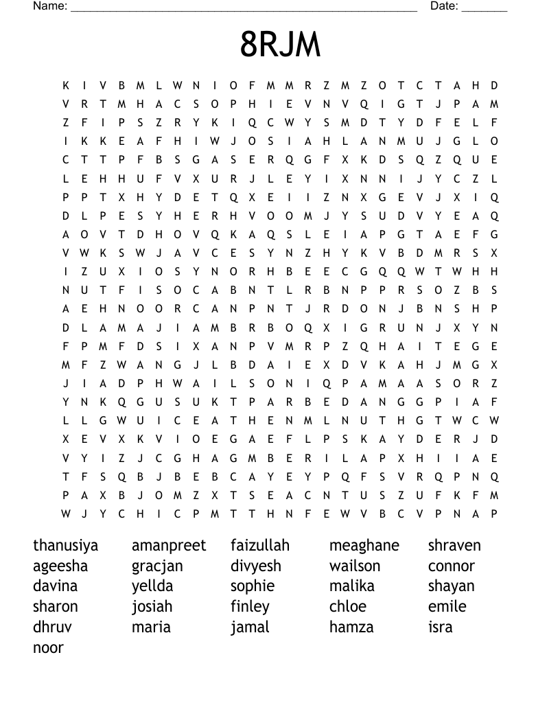 8RJM Word Search
