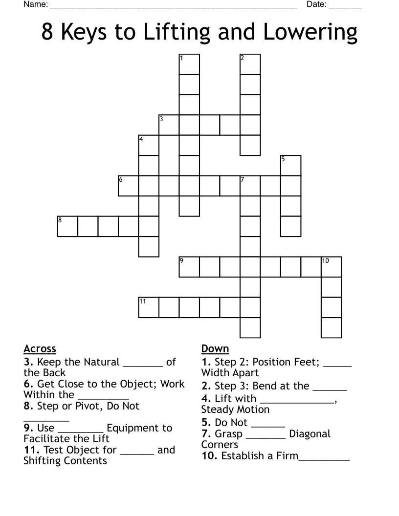 8 Keys to Lifting and Lowering Crossword