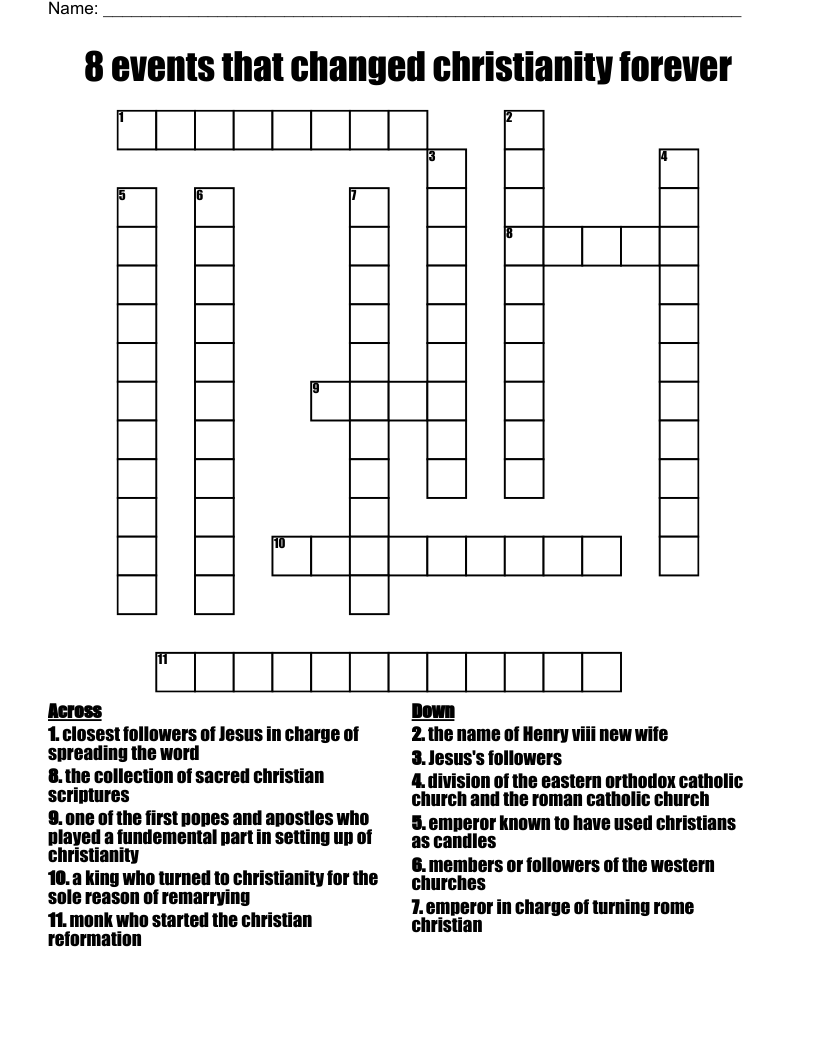 8 events that changed christianity forever Crossword