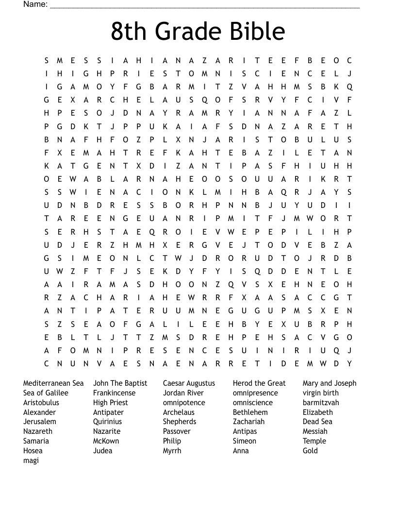 8th Grade Bible Word Search