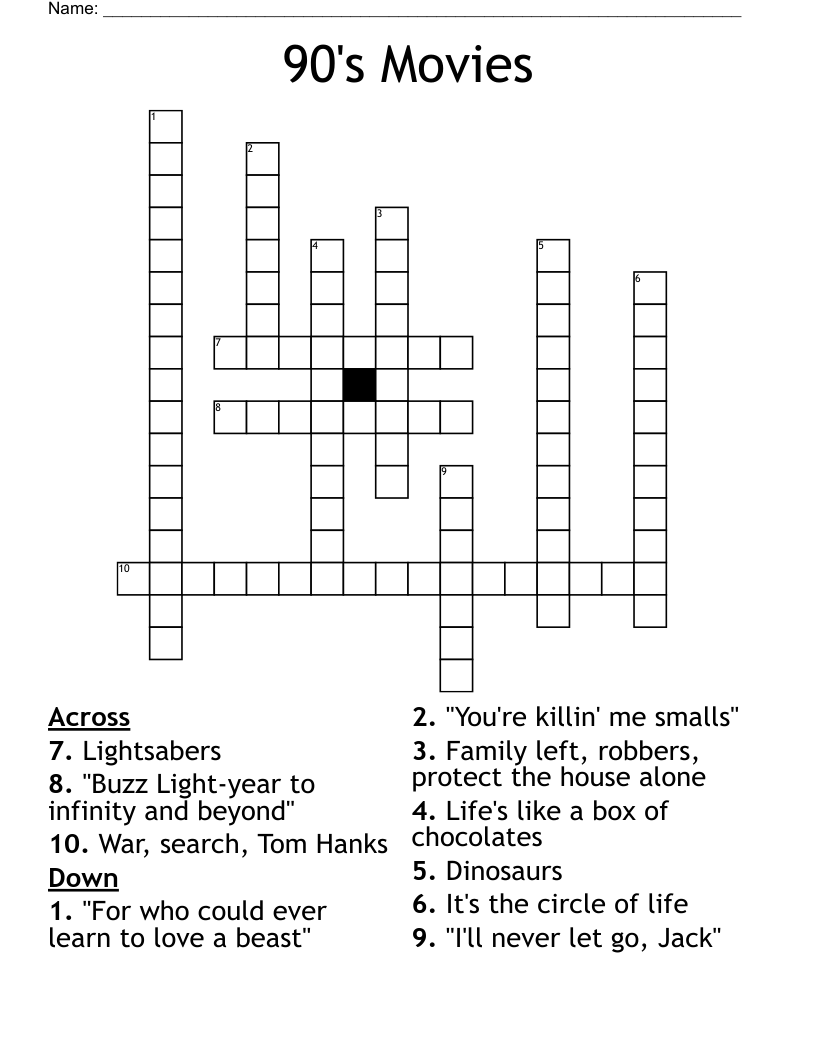 90's Movies Crossword