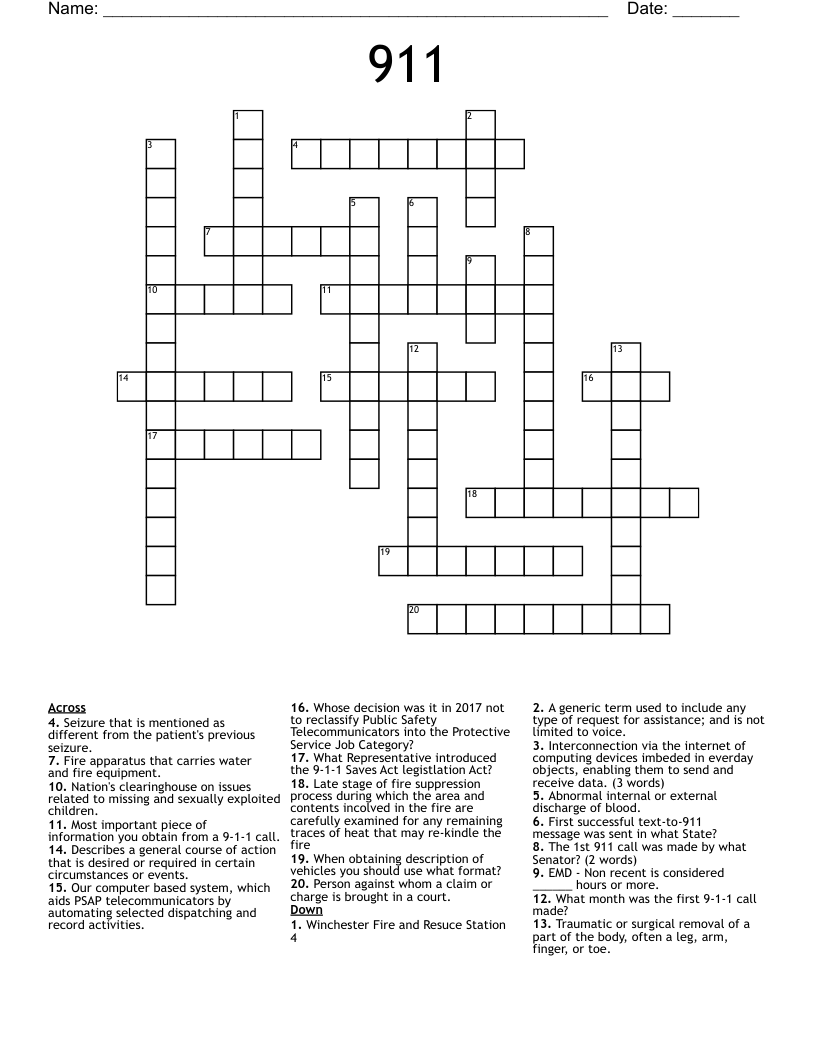 911 Crossword