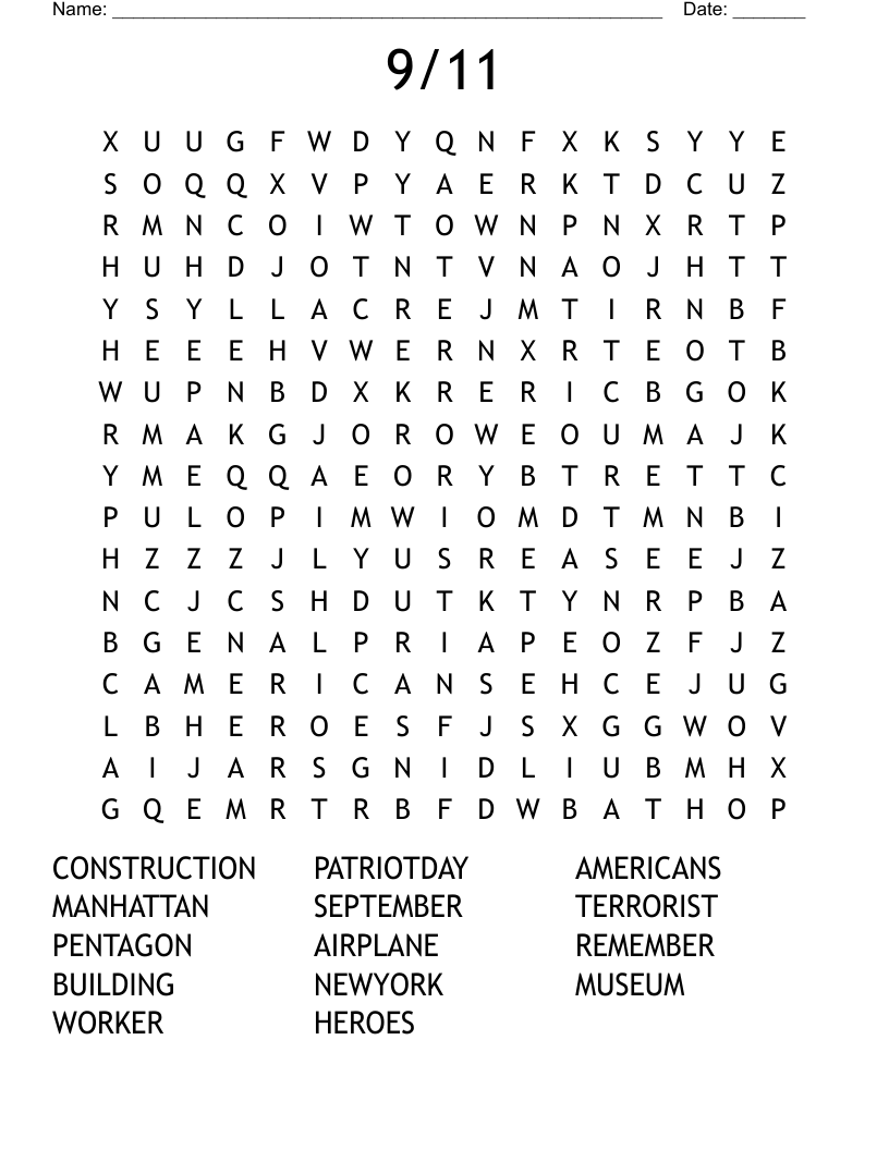 9/11 Word Search