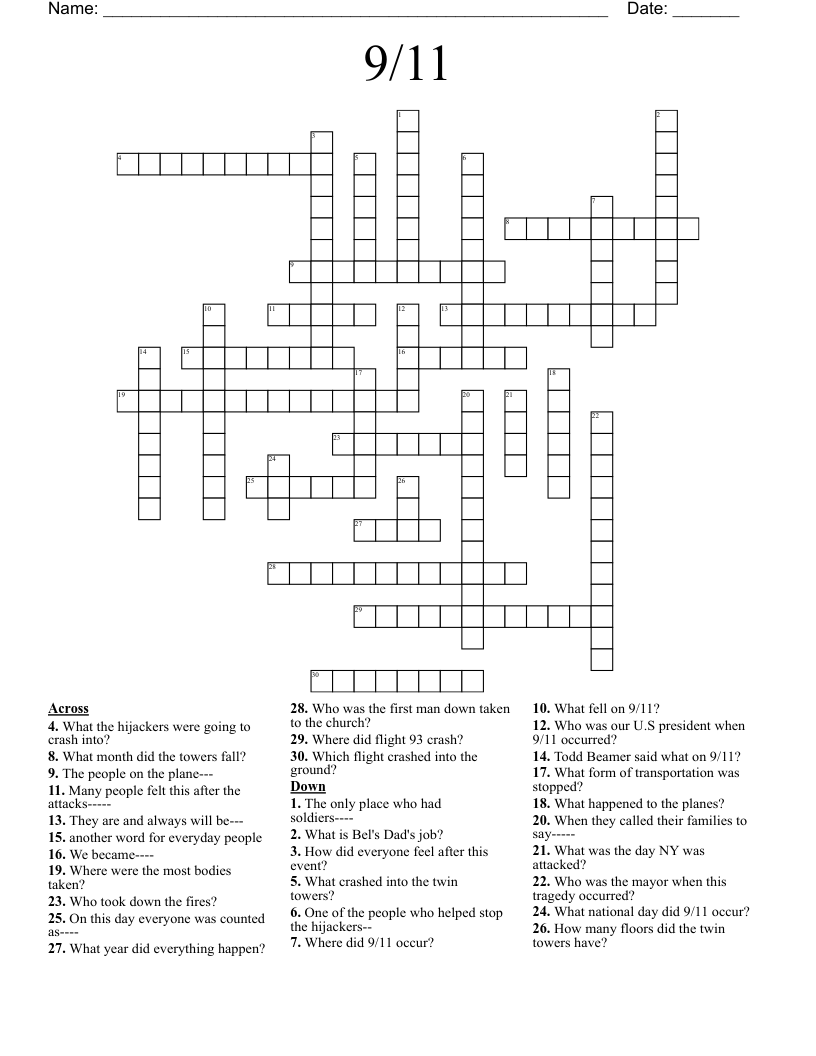 9/11 Crossword