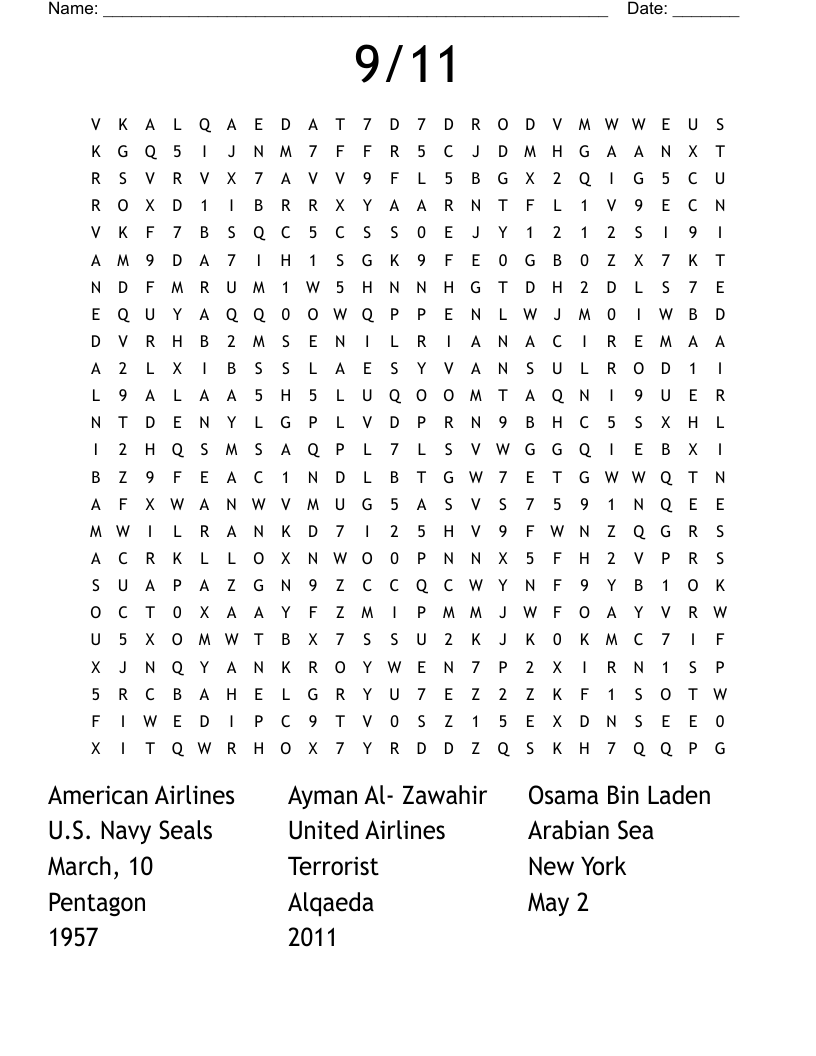 9/11 Word Search