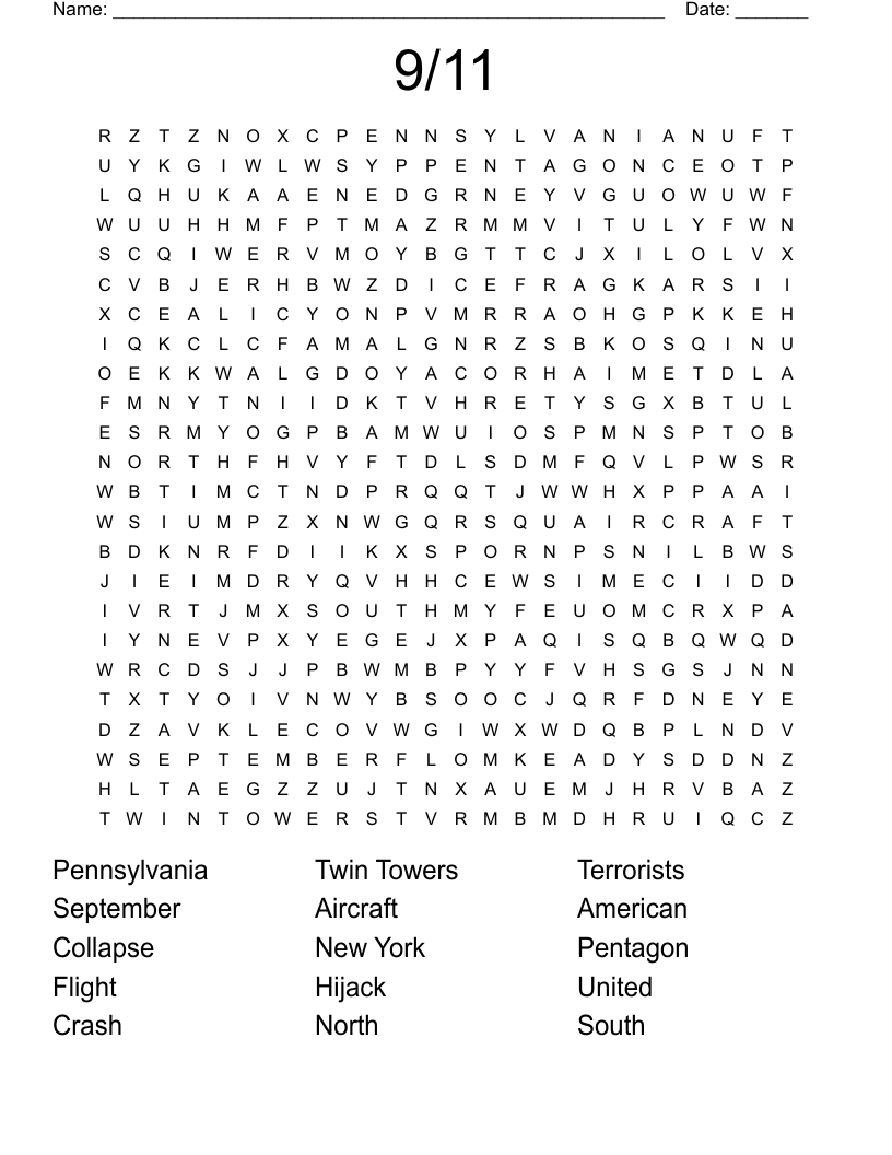 9/11 Word Search