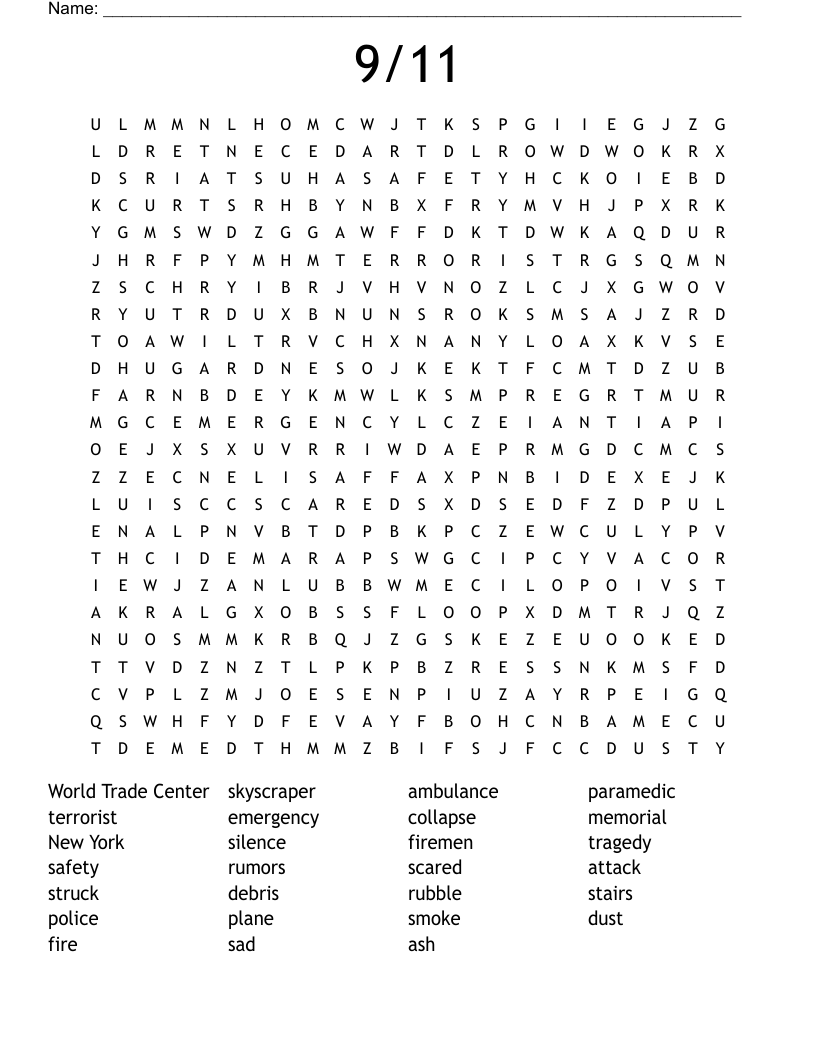 9/11 Word Search